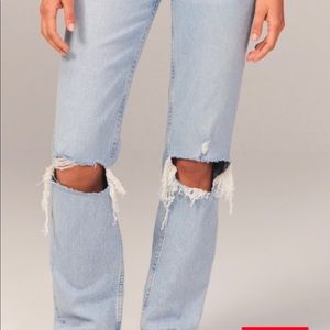 Abercrombie & Fitch Medium Destroy Ultra High Rise 90s Straight Jeans